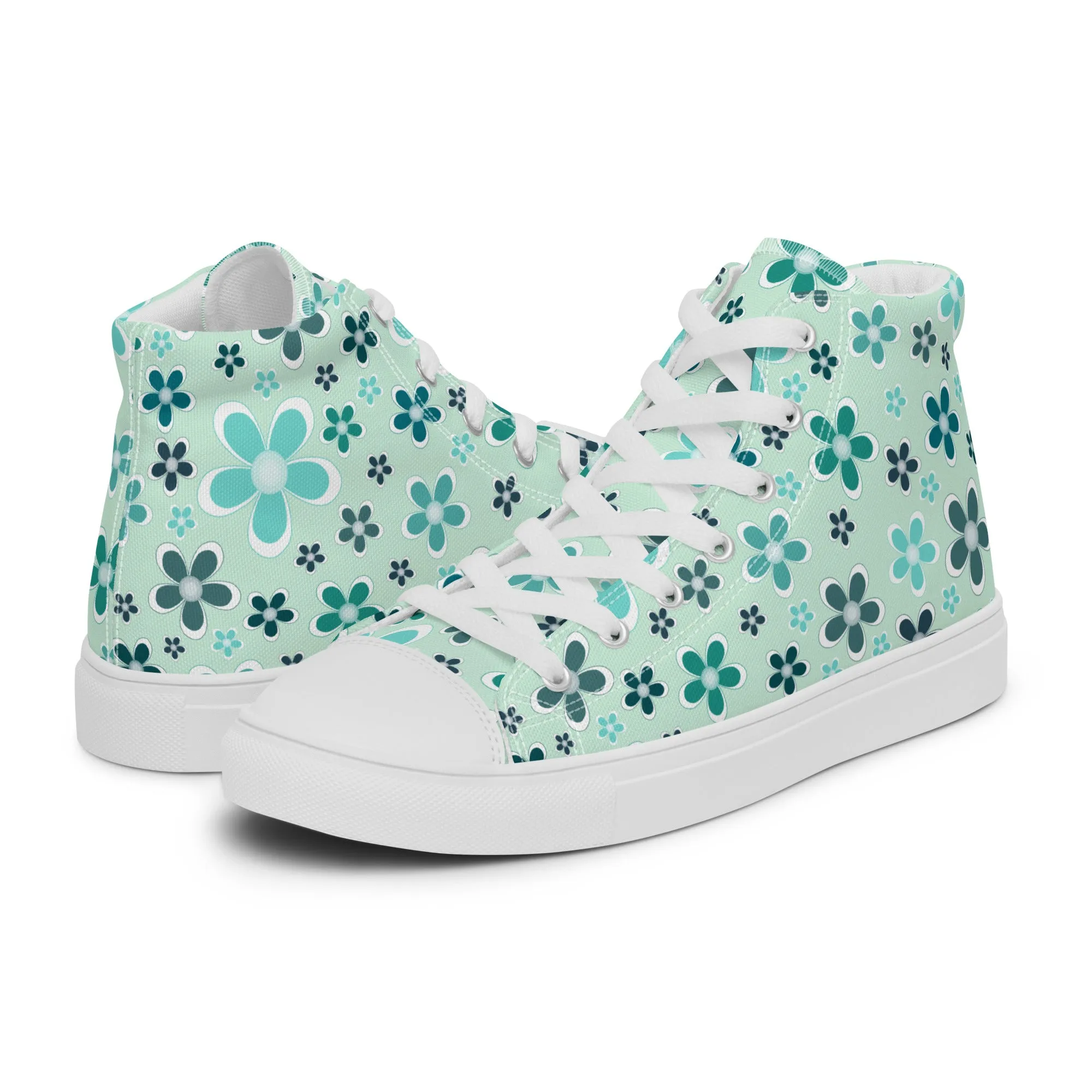 Women’s high top canvas shoes  - Flower Pattern - print on demand