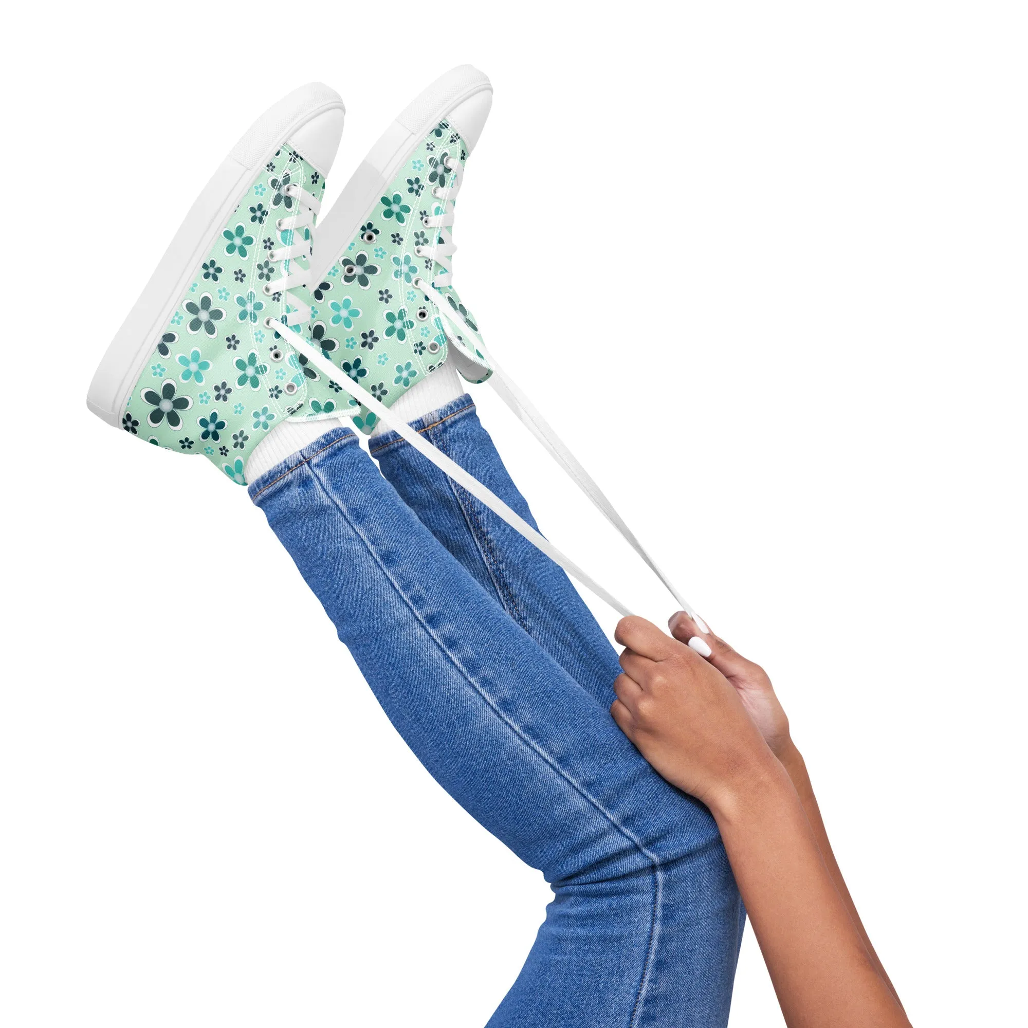 Women’s high top canvas shoes  - Flower Pattern - print on demand
