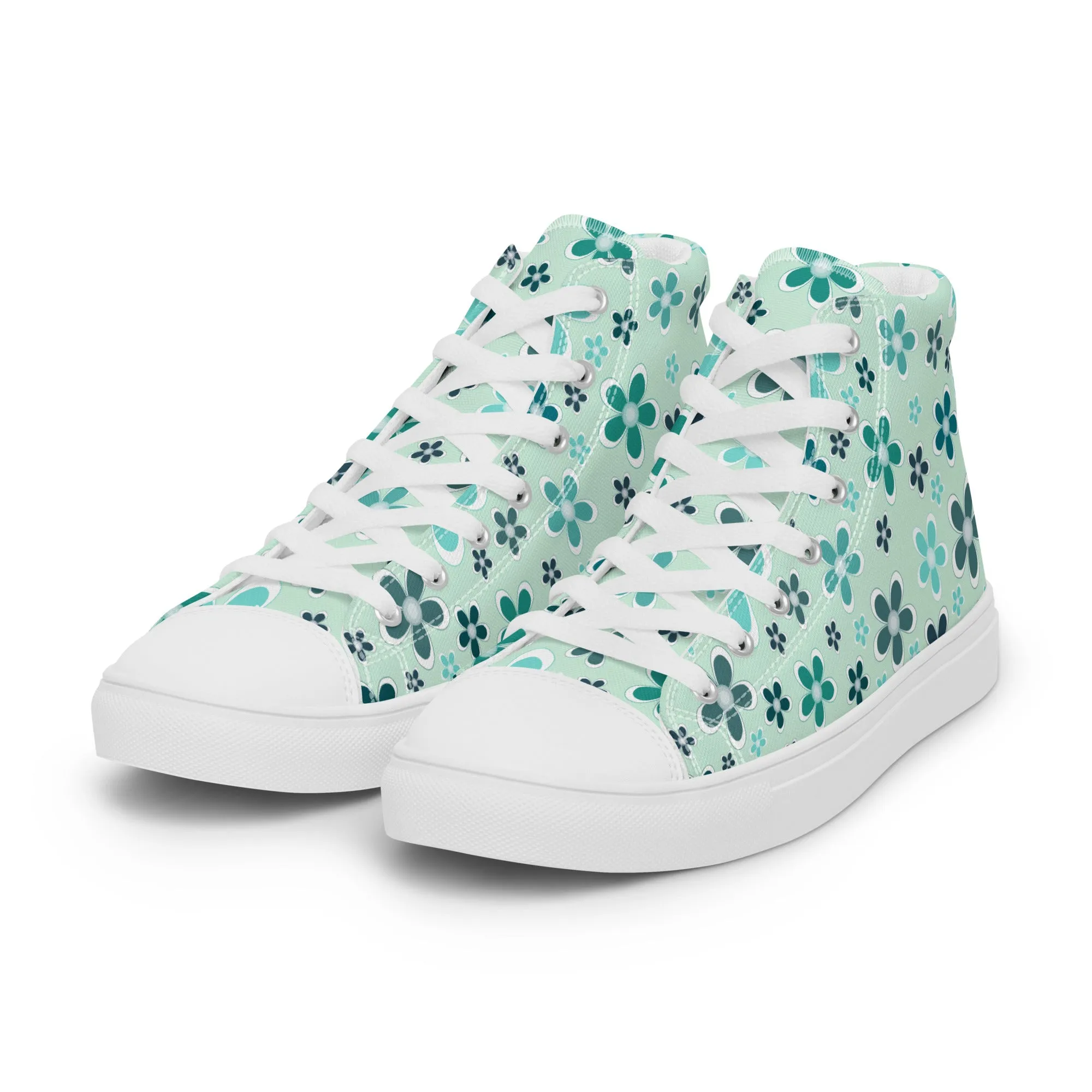 Women’s high top canvas shoes  - Flower Pattern - print on demand