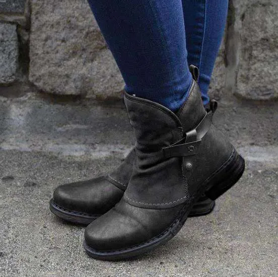Women's Martin Boots – Round Toe and Small Heel